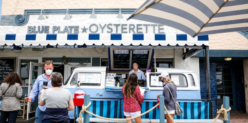 Blue Plate Oysterette - A seafood-focused brunch spot with great outdoor seating.