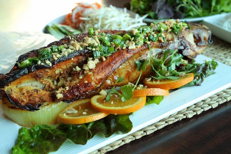 Baked catfish is the signature dish of Sáu Cần Thơ Vietnamese Kitchen