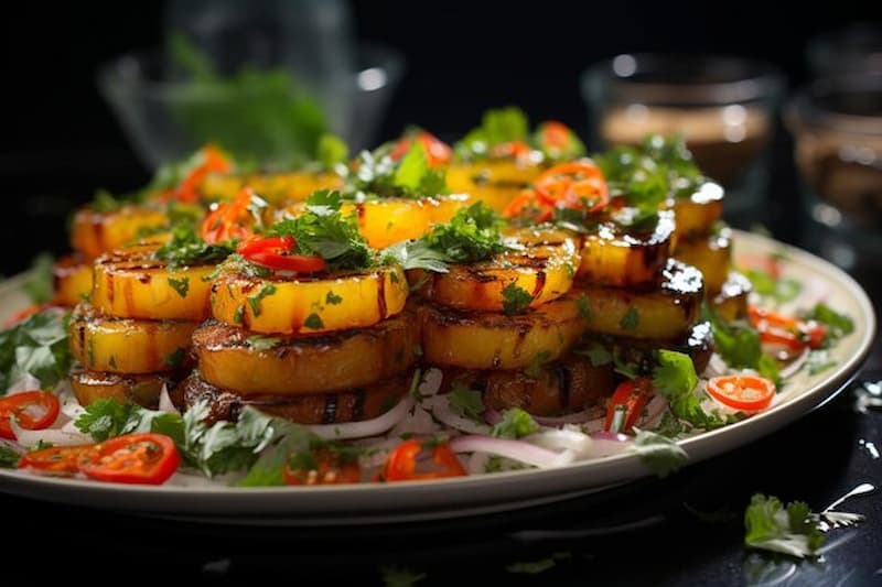 Ceviche with charred pineapple